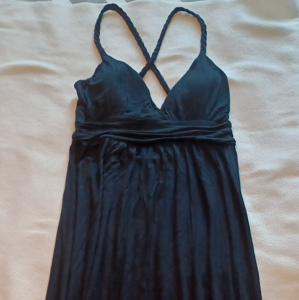 Black maxi dress with braided criss-cross straps